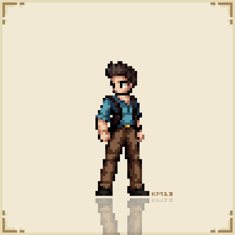 Cartridiverse 22 - Nathan Drake (Uncharted) - animated pixel art sprite