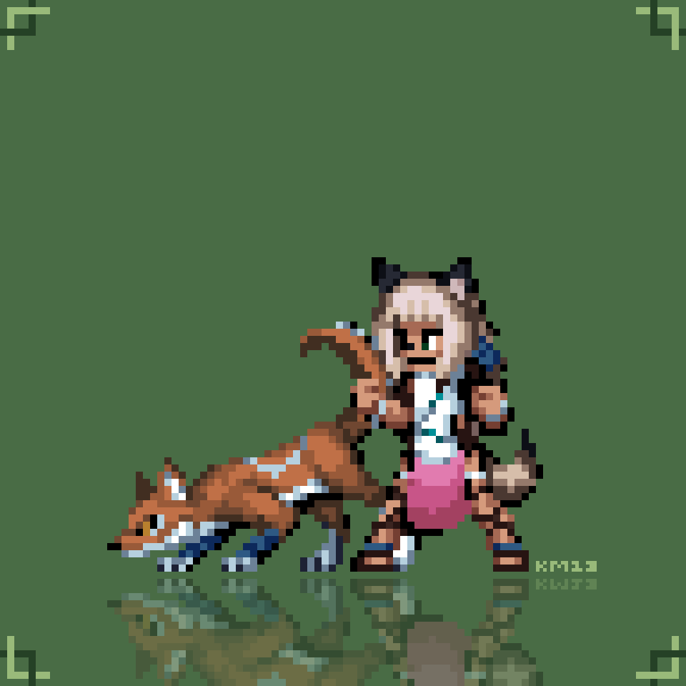 Cartridverse 13 - Ochette and Akalā (OT2) - animated pixel art sprite